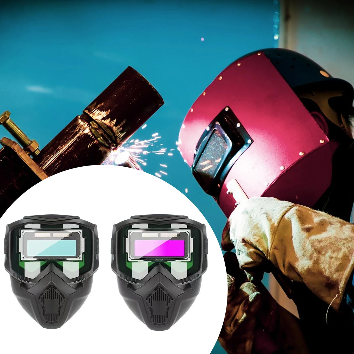 Detachable Welder Cover Welding Face Hood Protection Headgear Anti Splash Grinding Welding Prote - Automotive LED Light