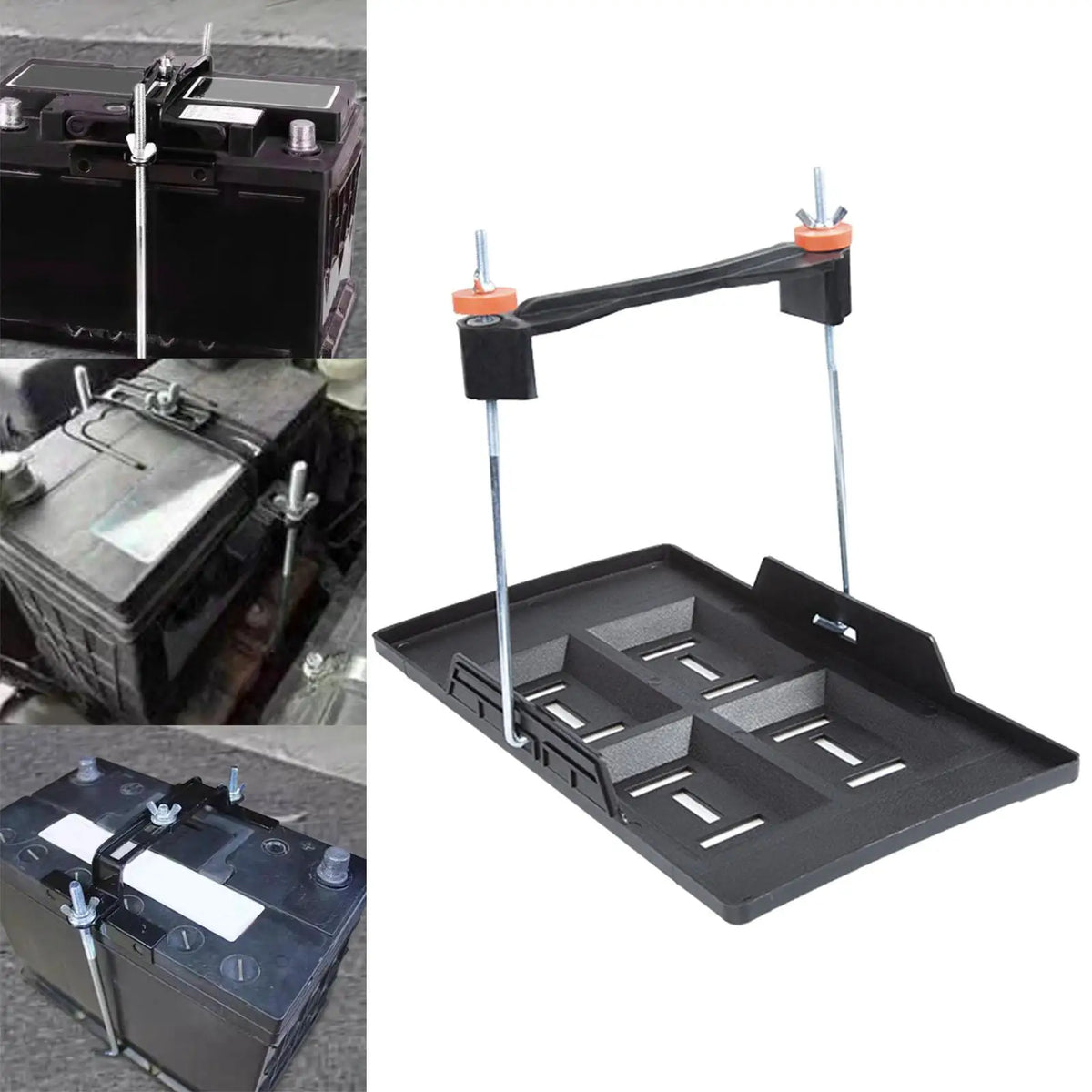Car Battery Tray Bracket Metal Battery Hold Down Tray Storage Battery Holder support Recessed Sl - Automotive LED Light