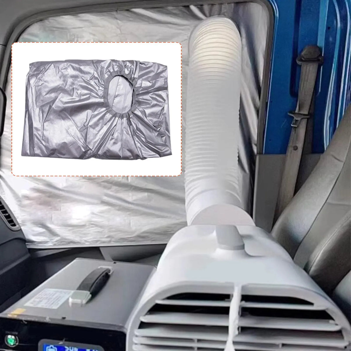 Car Air Conditioner Hose Window Cover Portable Air Conditioner Window Kit Shading Cover Sedans,  - Automotive LED Light