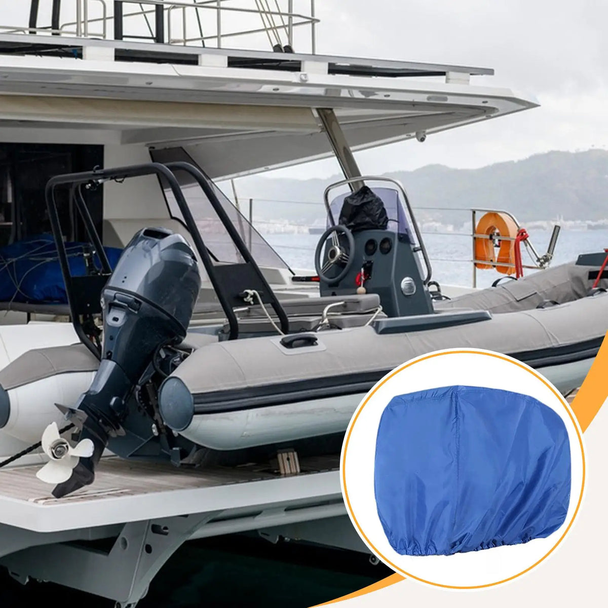 Boat Motor Cover Outboard Boat Engine Hood Cover 210D Oxford cloth Waterproof Windproof Protecti - Automotive LED Light