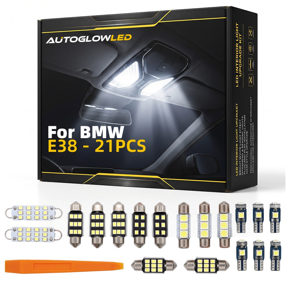 For BMW E38 1994-2001 21PCS LED Interior Light Kit Canbus Error Free Dome Map Trunk Footwell Door | AUTOGLOWLED