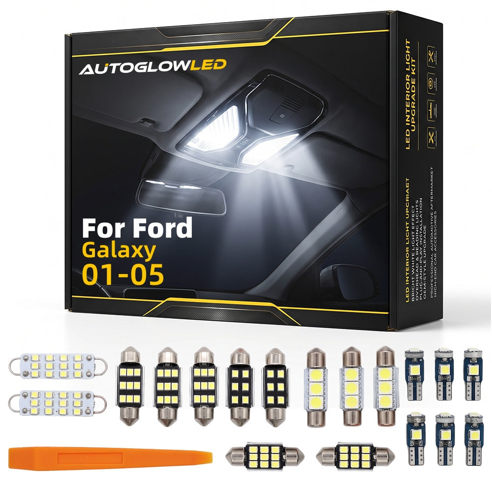 For Ford Galaxy 2001-2005 21-Piece LED Interior Light Kit Canbus Error Free Dome Map Trunk Vanity | AUTOGLOWLED