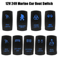 24V 12V Car Light Toggle Switch Blue LED Lamp Buttons Vehicles Accessories For Caravan Truck Tra - Automotive LED Light