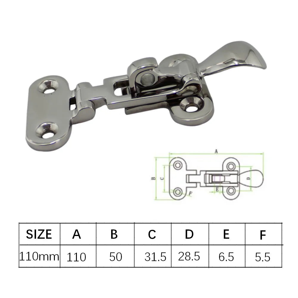 Marine Boat Stainless Steel Locker Hatch Anti-Rattle Latch Fastener Clamp 4-3/8" for marine hard - Automotive LED Light