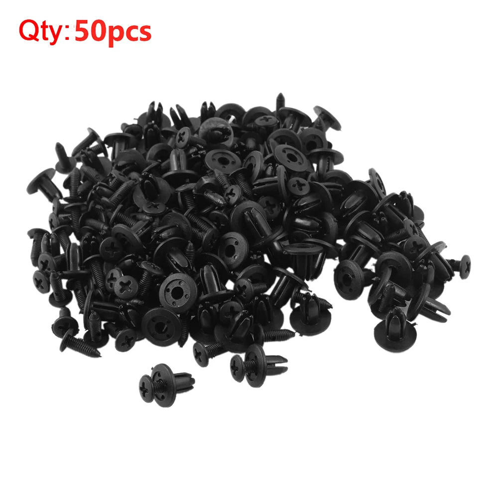 50PCS 6mm Universal Plastic Car Fastener Clip Auto Bumper Fender Push type fixing Clips Door Pan - Automotive LED Light