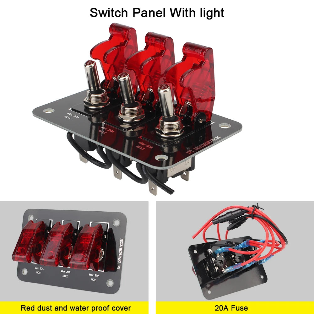 24V 12V Switch Panel Racing Car Starter Ignition Start Button Light Toggle Rocker 20A Fuse Acces - Automotive LED Light