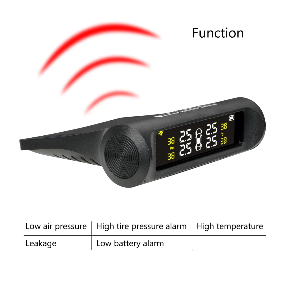 4 Sensors Car TPMS Tyre Pressure Monitoring System Solar Powered Digital LCD Display Auto Securi - Automotive LED Light
