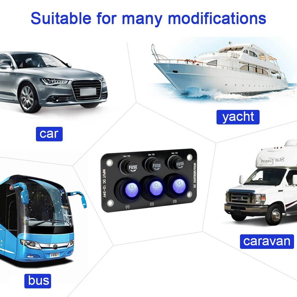 24V 12V Switch Panel LED Light Toggle Car Fuse Protection Automotive Accessories for Boat Marine - Automotive LED Light