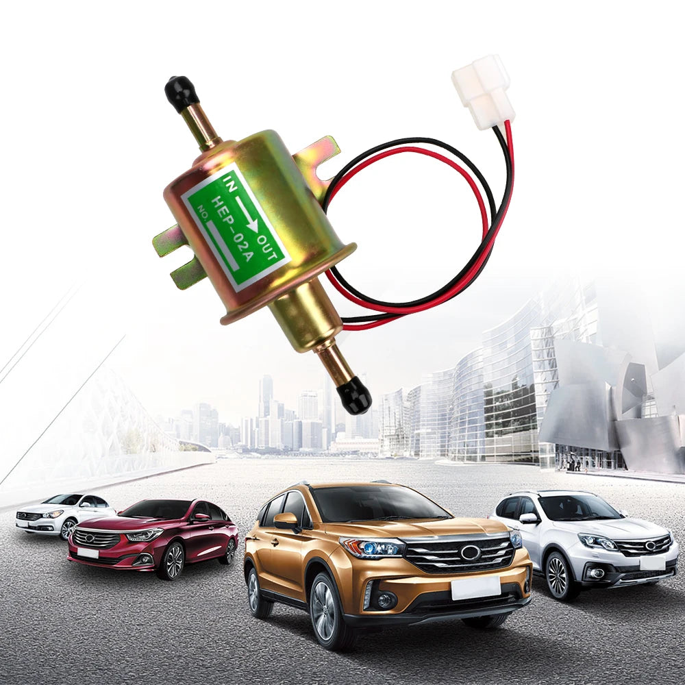 HEP-02A 12V Electric Petrol Fuel Pump For Car Carburetor Motorcycle ATV Bolt Fixing Wire Diesel  - Automotive LED Light