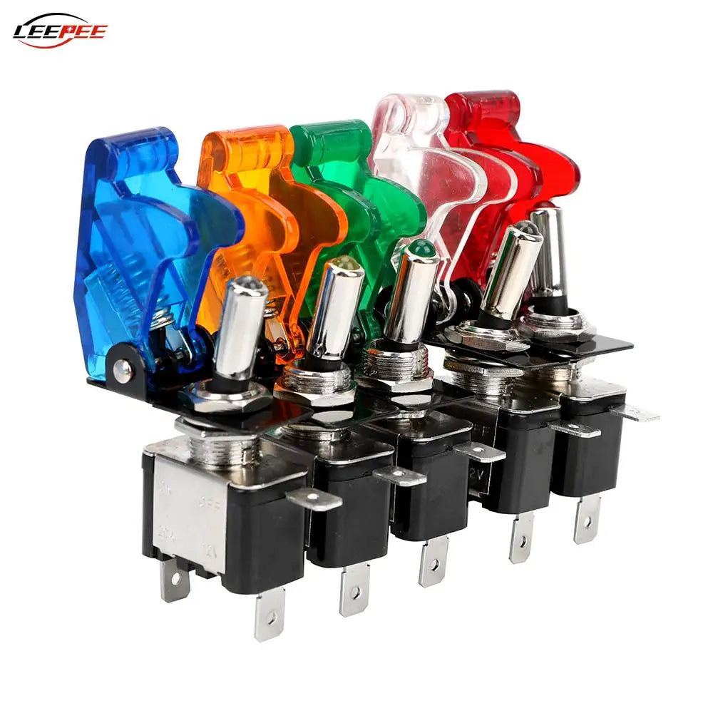 12V Rocker Switch Panel SPST Toggle Light Buttons Ignitions Boost Racing Car Marine Boat Off Roa - Automotive LED Light