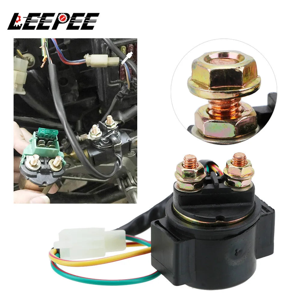 12V 20W Motorcycle Solenoid Starter Relay 2 Pin 2 Wires Accessories For GY6 50CC 125CC 150CC Sco - Automotive LED Light