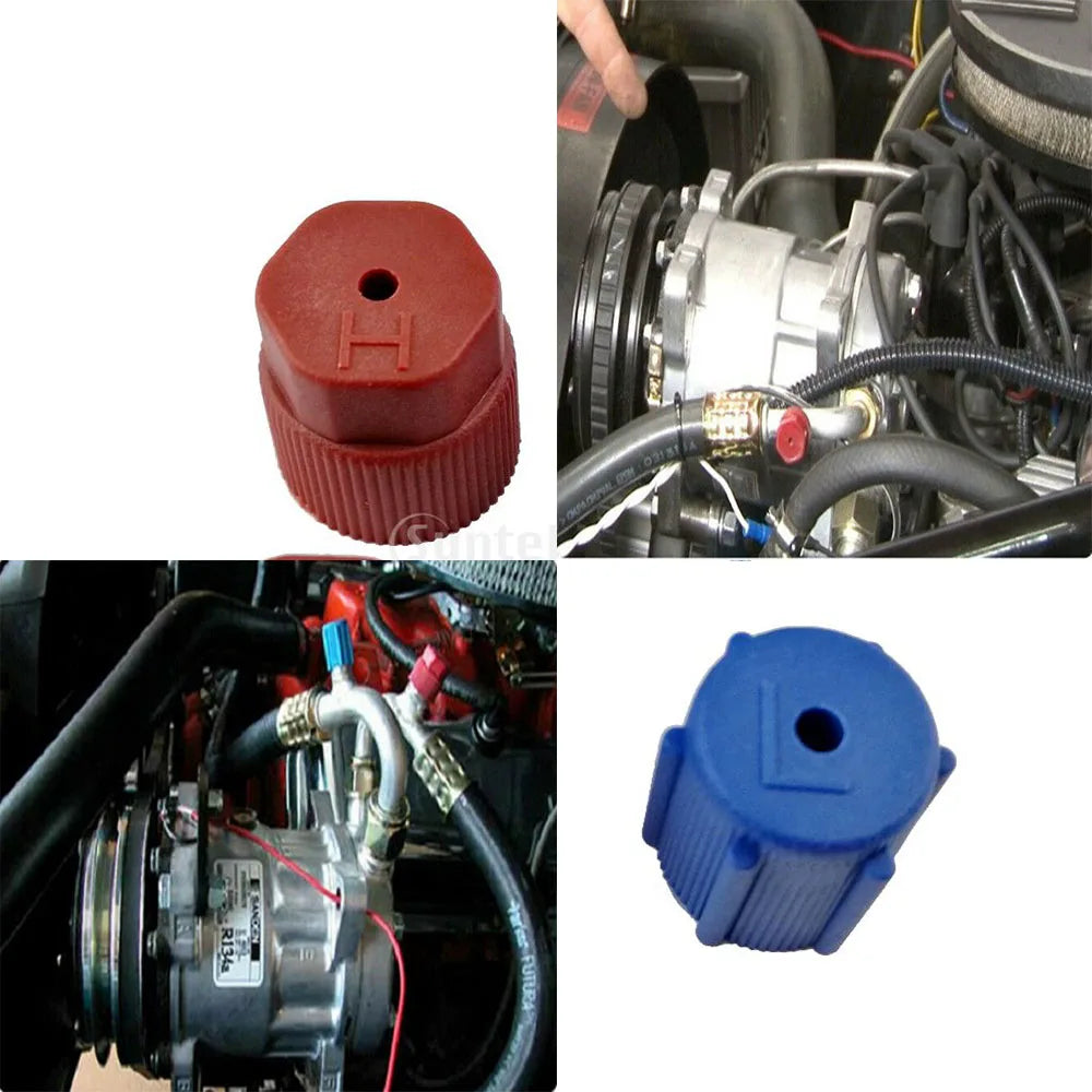 4/12 Pieces Air Conditioning Service Port R134a Side Air Conditioner Cap 13mm Blue & 16mm Brown  - Automotive LED Light