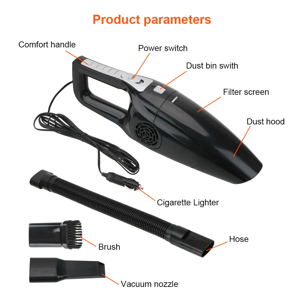 12V 120W Car Vacuum Cleaner Handheld High Suction Wet And Dry Dual Use Seat Dashboard Cleaning A - Automotive LED Light