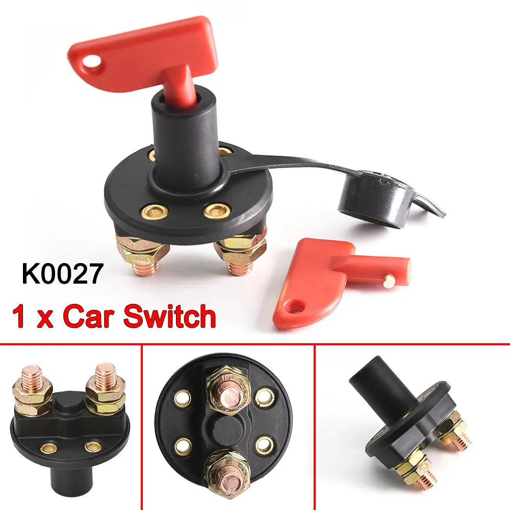 AD Car Power Switch 12V Main Cut Off Kill Switch Vehicle Modified Isolator Disconnector Red Key  - Automotive LED Light
