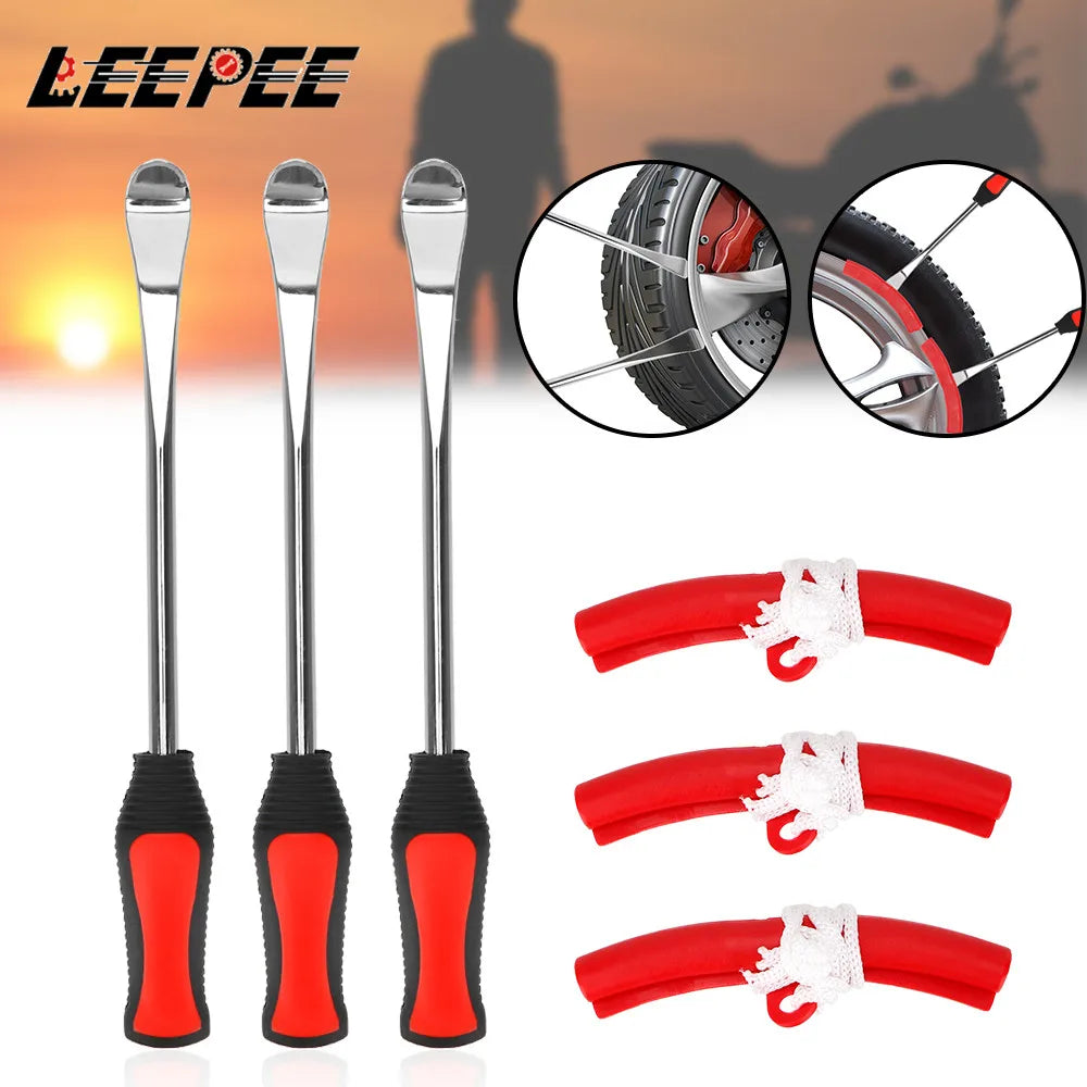 Bicycle Motorcycle Tire Changing Levers Auto Spoon Tire Kit Changing Lever Tools Rim Protector P - Automotive LED Light