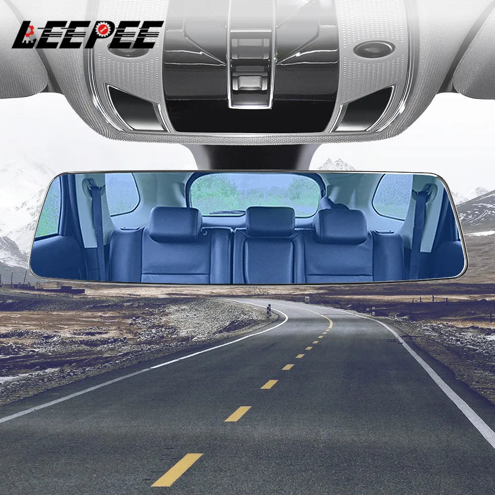 2.5D Full Screen HD Glass Anti-glare Wide-angle Blue Frameless Mirror Car Interior Rear View Mir - Automotive LED Light