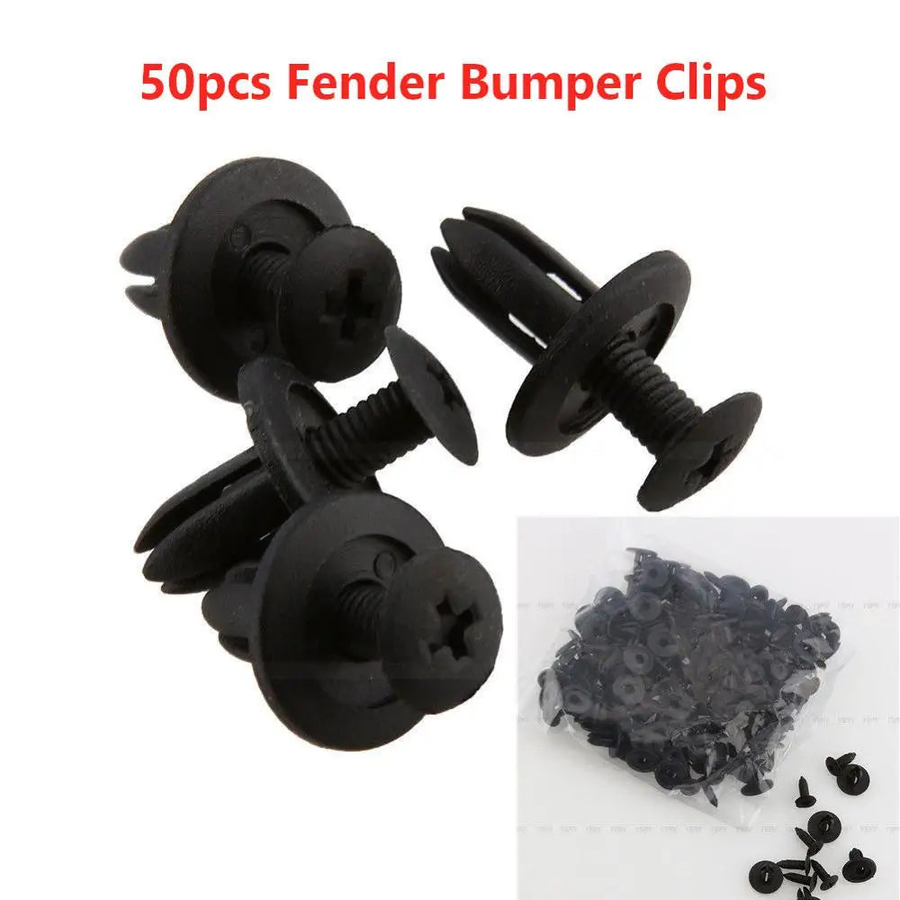 50PCS 6mm Universal Plastic Car Fastener Clip Auto Bumper Fender Push type fixing Clips Door Pan - Automotive LED Light