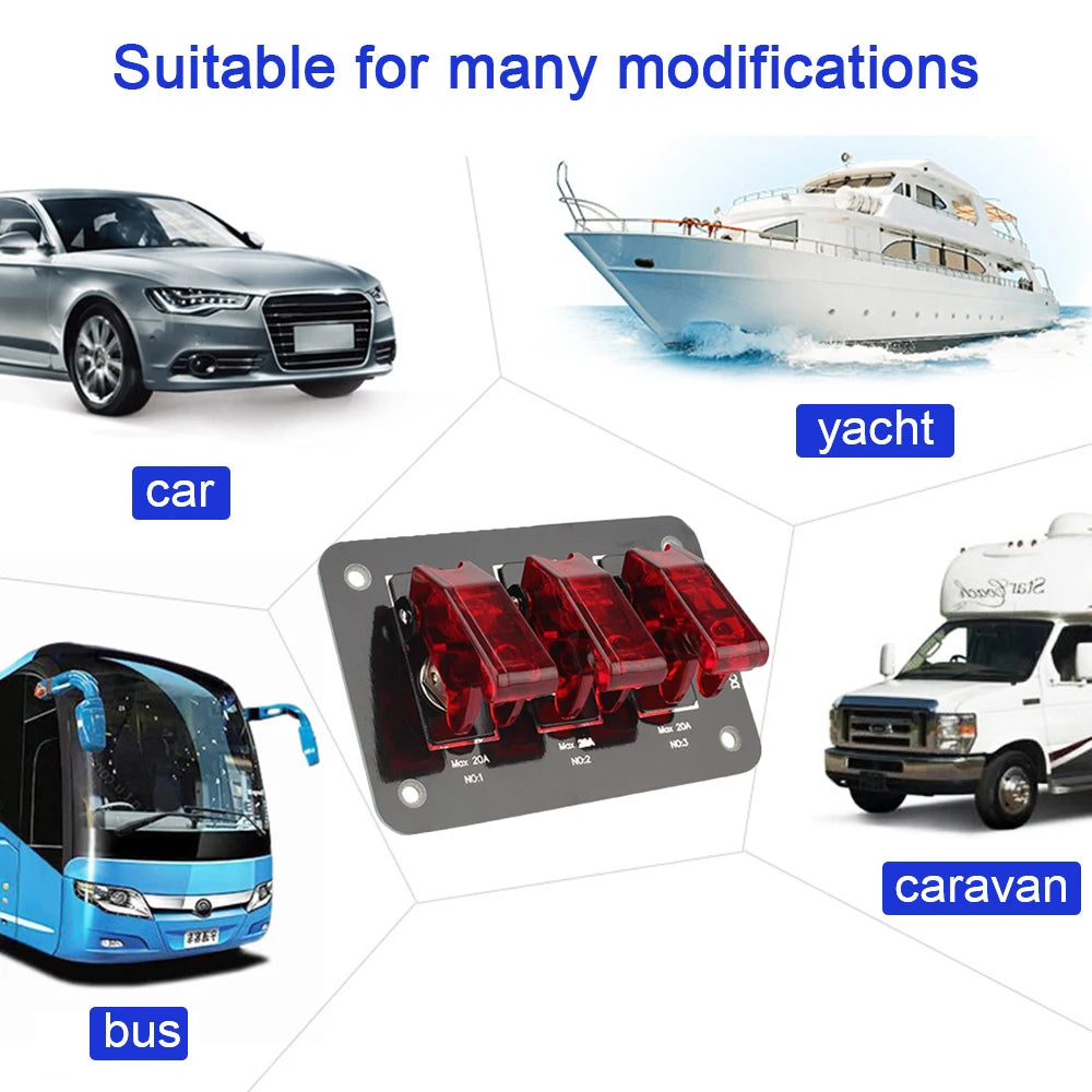 24V 12V Switch Panel Racing Car Starter Ignition Start Button Light Toggle Rocker 20A Fuse Acces - Automotive LED Light