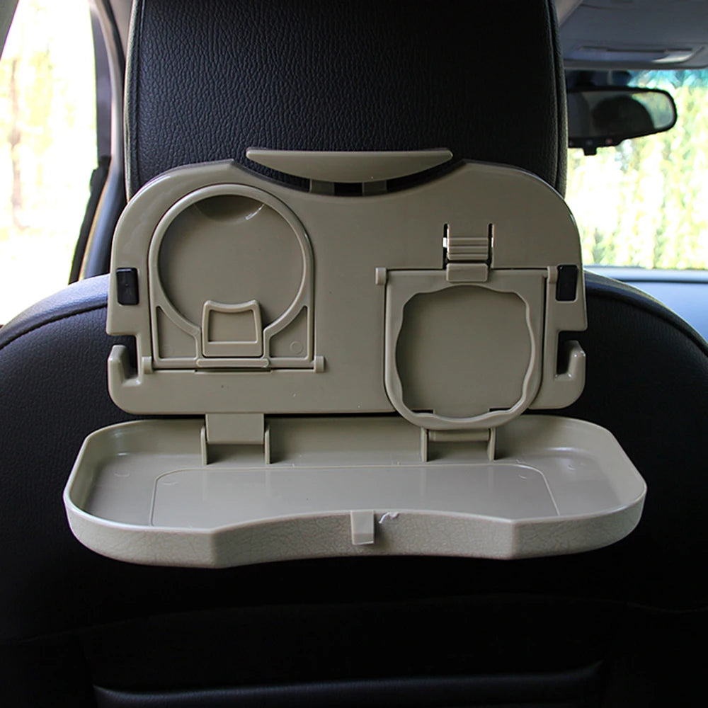 Foldable Car Back Seat Table Auto Drink Food Cup Mini Tray Holder Stand Desk Trash Bin Storage C - Automotive LED Light