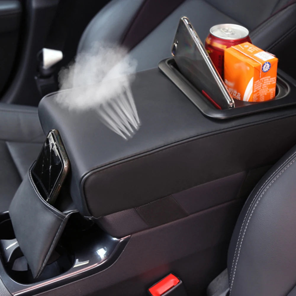 Car Armrest Cushion With Storager Case Coffee Cup Stand Phone Holder Arm Elbow Supportor Off Roa - Automotive LED Light