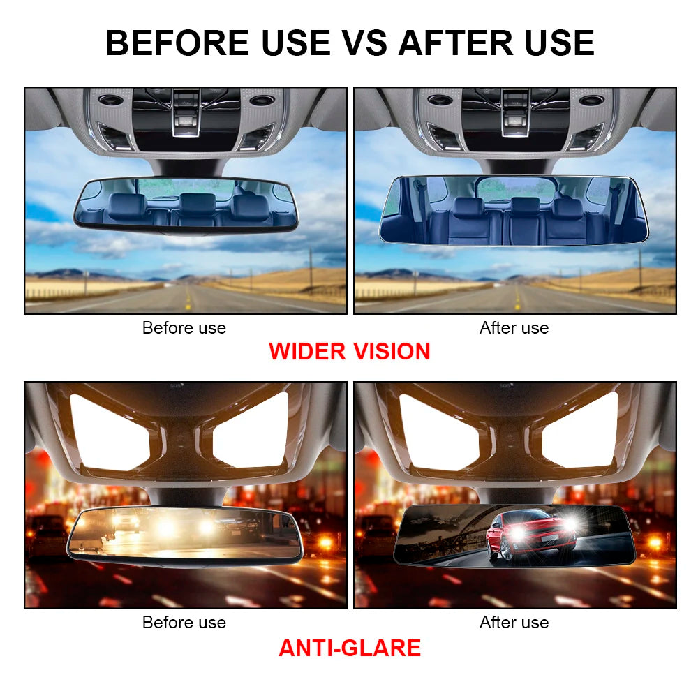 2.5D Full Screen HD Glass Anti-glare Wide-angle Blue Frameless Mirror Car Interior Rear View Mir - Automotive LED Light