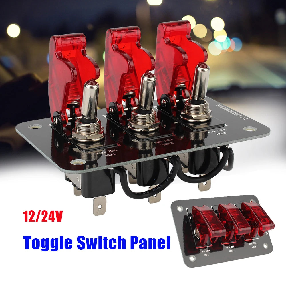 24V 12V Switch Panel Racing Car Starter Ignition Start Button Light Toggle Rocker 20A Fuse Acces - Automotive LED Light