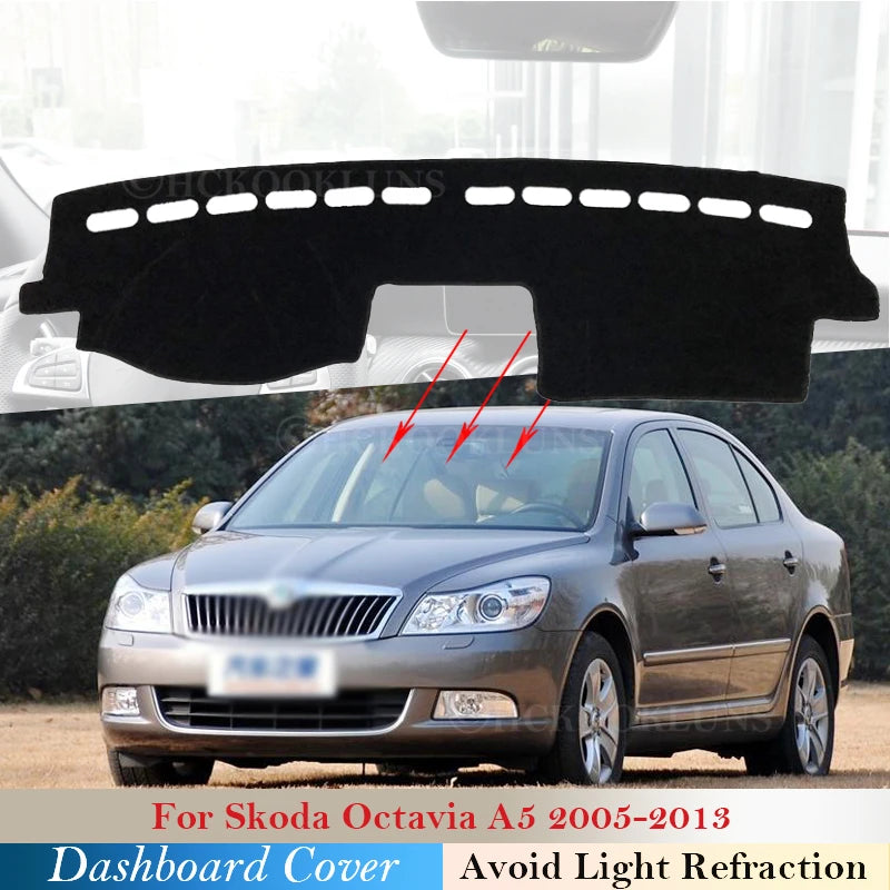 Dashboard Cover Protective Pad for Skoda Octavia 2 A5 MK2 1Z 2005~2013 Car Acces for Skoda MK2 A5 2005-2013 - Automotive
