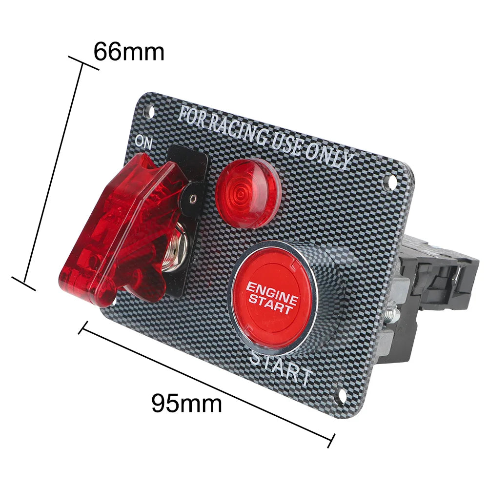 12V Racing Car Starter Start Stop Button Ignition Light Toggle Switch Panel Carbon Fiber Automot - Automotive LED Light