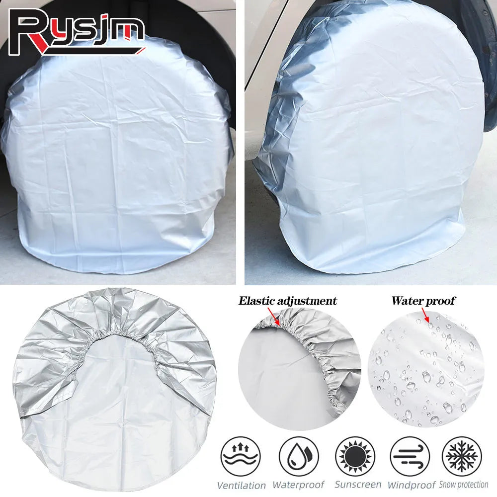 Black Universal Motorhome Tire Cover Camper Tire Protective Cover Spare Tire CoveSpare Tire Cove - Automotive LED Light