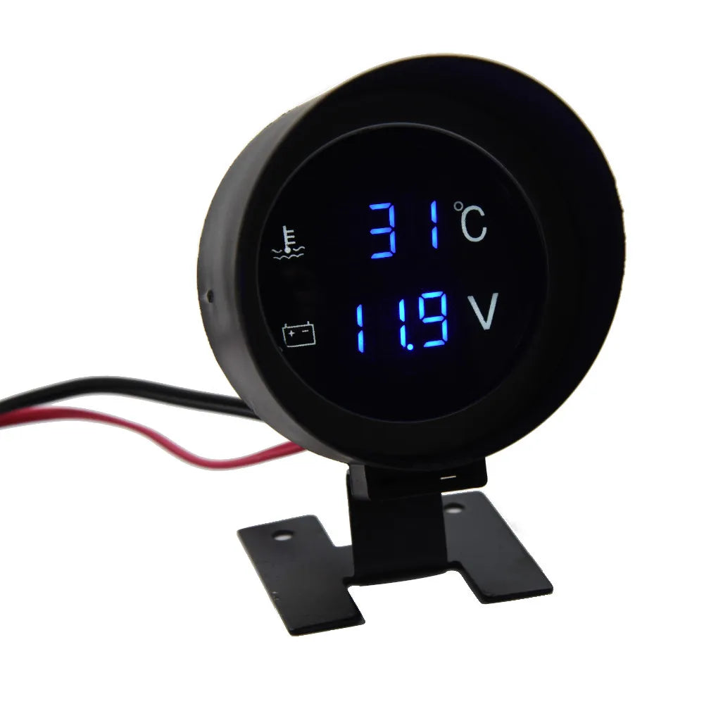 Universal 2 IN 1 Car Round LCD Digital Water Temperature Gauge With Water Temp Joint Pipe Sensor - Automotive LED Light