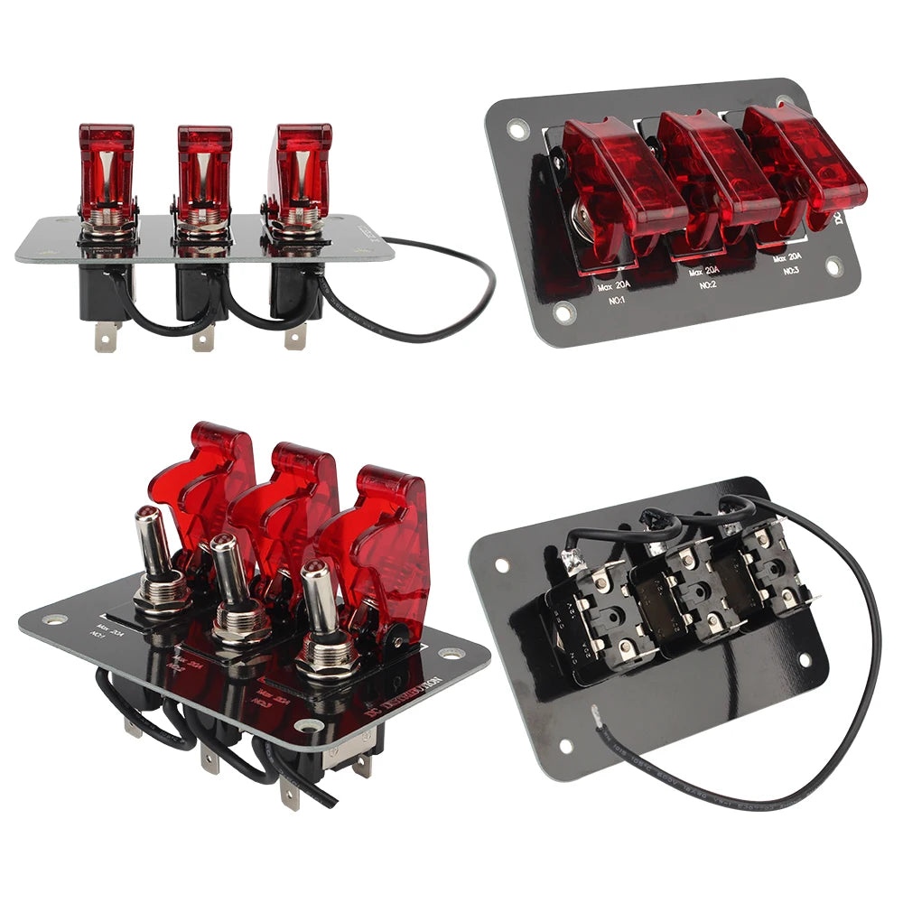 24V 12V Switch Panel Racing Car Starter Ignition Start Button Light Toggle Rocker 20A Fuse Acces - Automotive LED Light