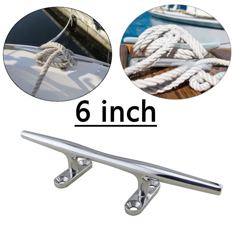 1 Pcs 6' Heavy Duty Boat Hollow Base Cleat High Quality Stainless Steel Top Mirror Polished Boat - Automotive LED Light