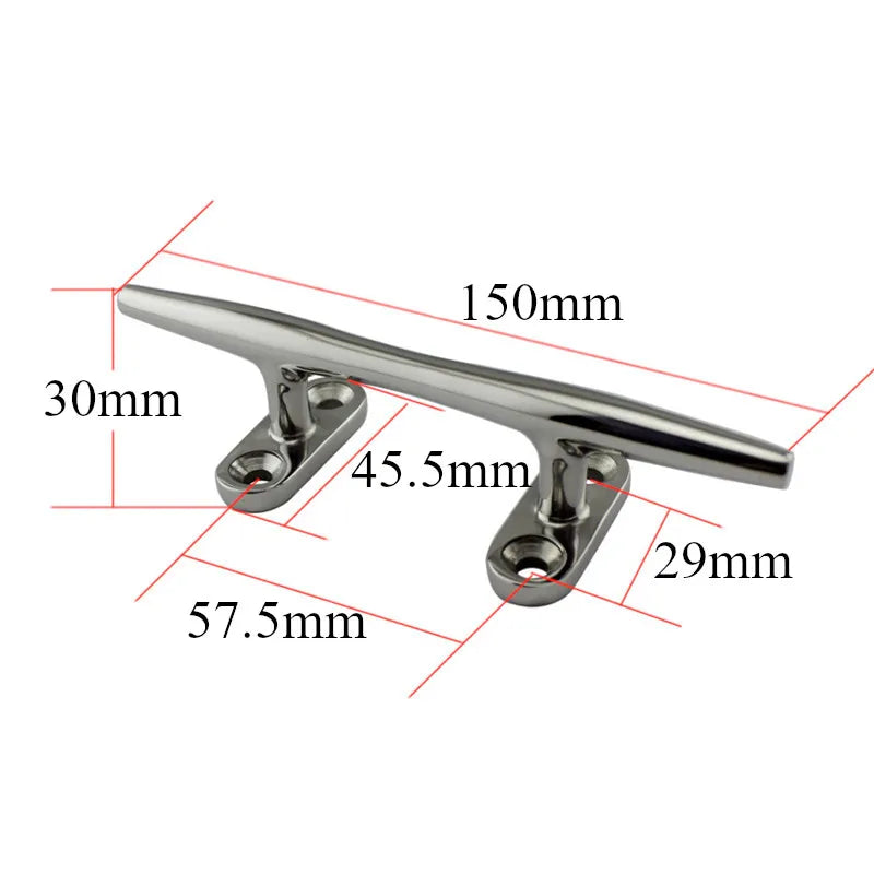 1 Pcs 6' Heavy Duty Boat Hollow Base Cleat High Quality Stainless Steel Top Mirror Polished Boat - Automotive LED Light