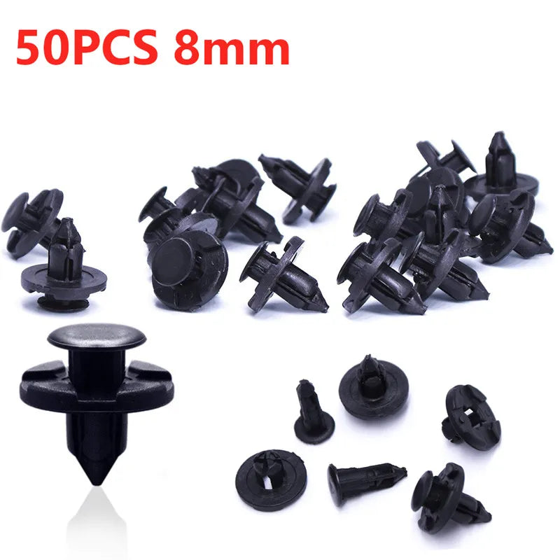 50pcs 8mm Auto Fastener Clip Car Body Push Retainer Pin Rivet Bumper Door Trim Panel Retainer Fa - Automotive LED Light