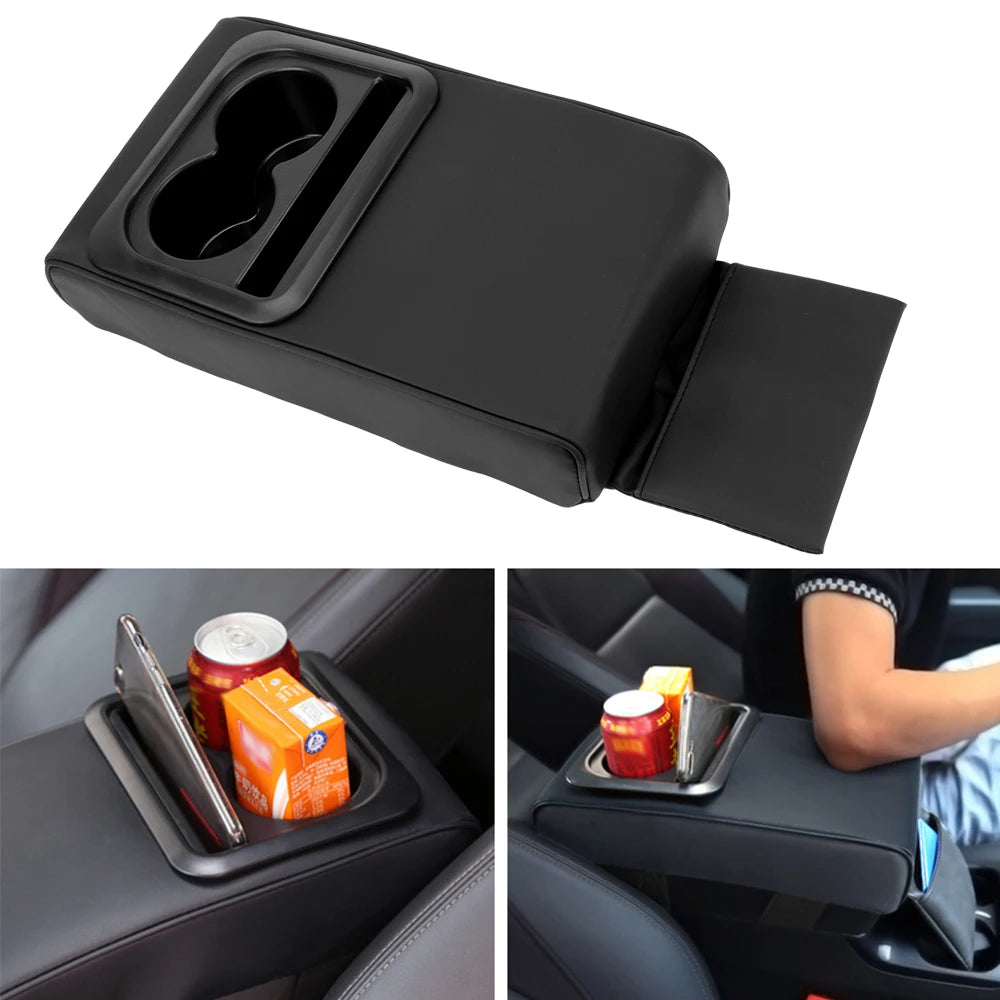 Car Armrest Cushion With Storager Case Coffee Cup Stand Phone Holder Arm Elbow Supportor Off Roa - Automotive LED Light