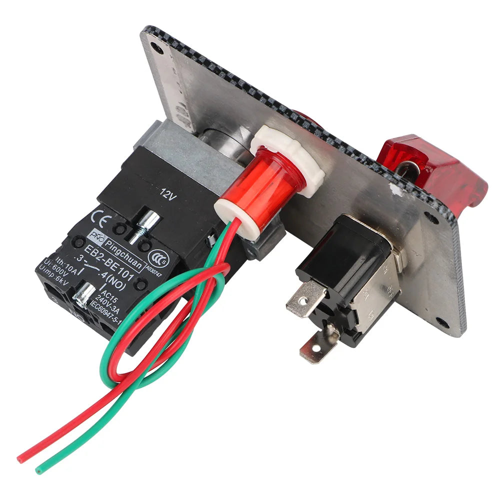 12V Racing Car Starter Start Stop Button Ignition Light Toggle Switch Panel Carbon Fiber Automot - Automotive LED Light