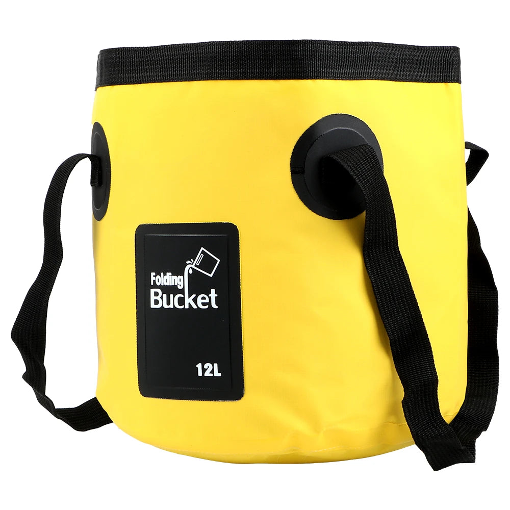 12L Waterproof Folding Bucket Car Wash Bucket Multifunction Bowl Sink Washing Bag Portable Outdo - Automotive LED Light