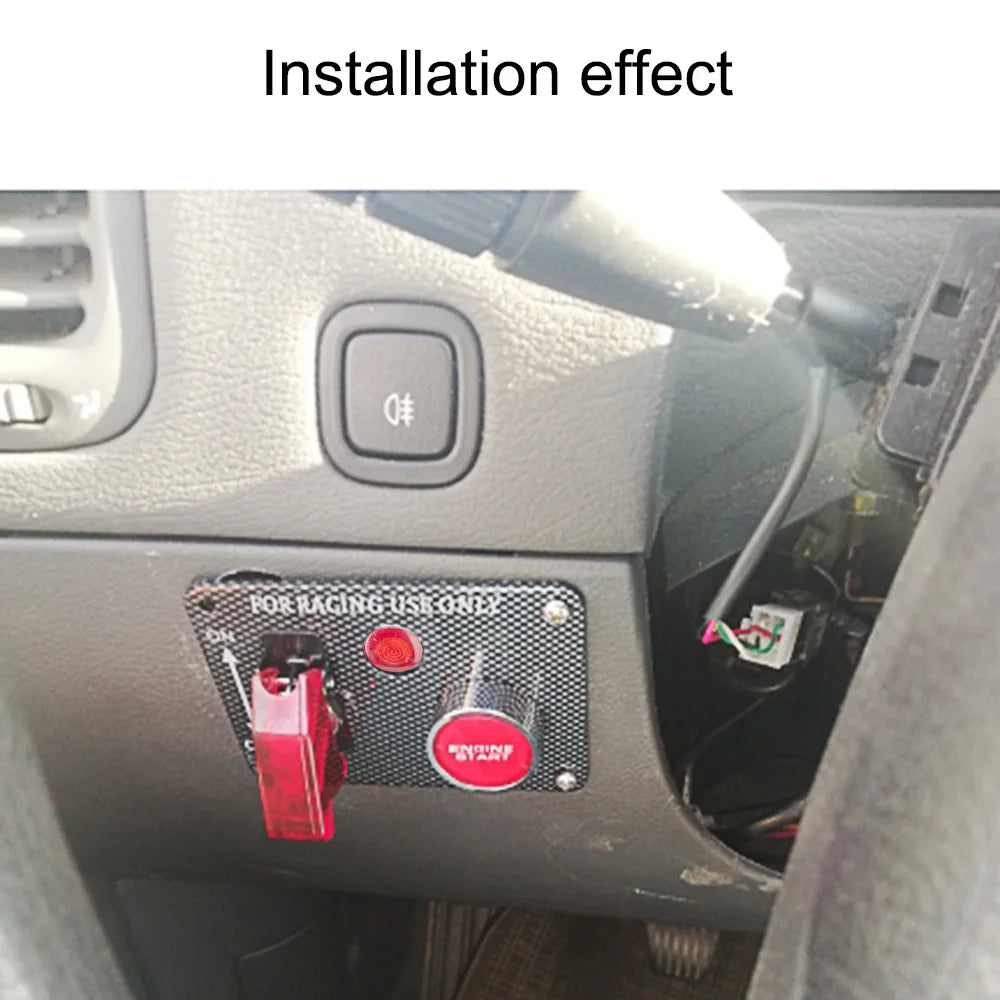 12V Racing Car Starter Start Stop Button Ignition Light Toggle Switch Panel Carbon Fiber Automot - Automotive LED Light