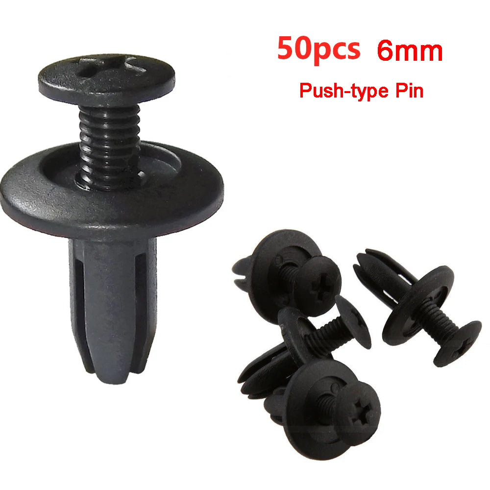 50PCS 6mm Universal Plastic Car Fastener Clip Auto Bumper Fender Push type fixing Clips Door Pan - Automotive LED Light