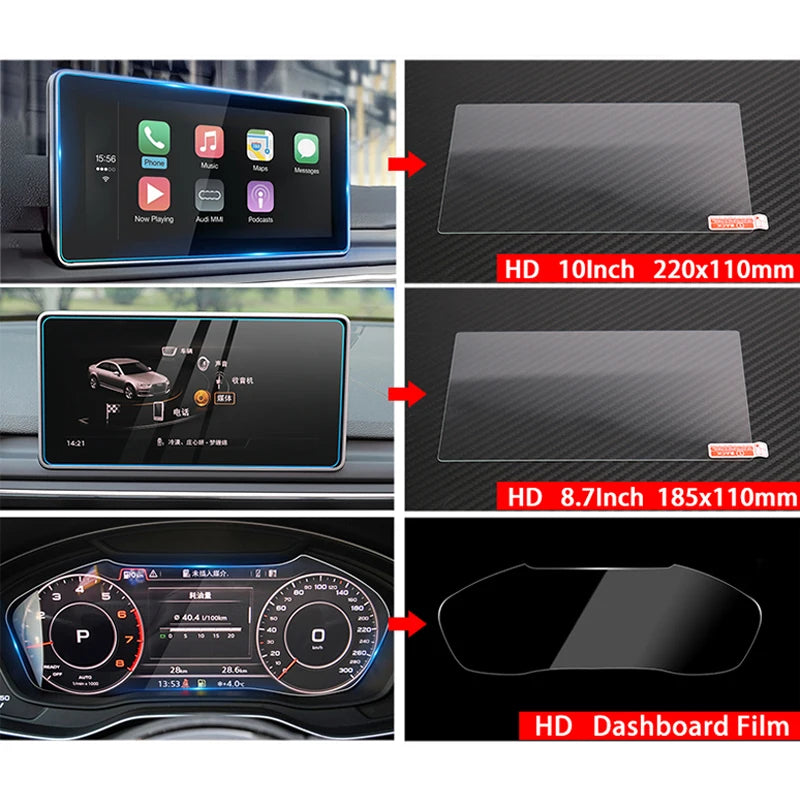 Tempered Glass For Audi A4 B9 S4 A5 S5 Q5 2017 2018 2019 Car GPS Navigation & Da for Audi B9 S5 Q5 - Automotive LED Ligh