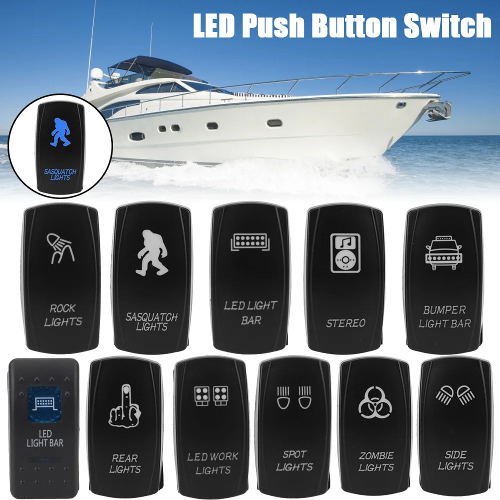 24V 12V Car Light Toggle Switch Blue LED Lamp Buttons Vehicles Accessories For Caravan Truck Tra - Automotive LED Light