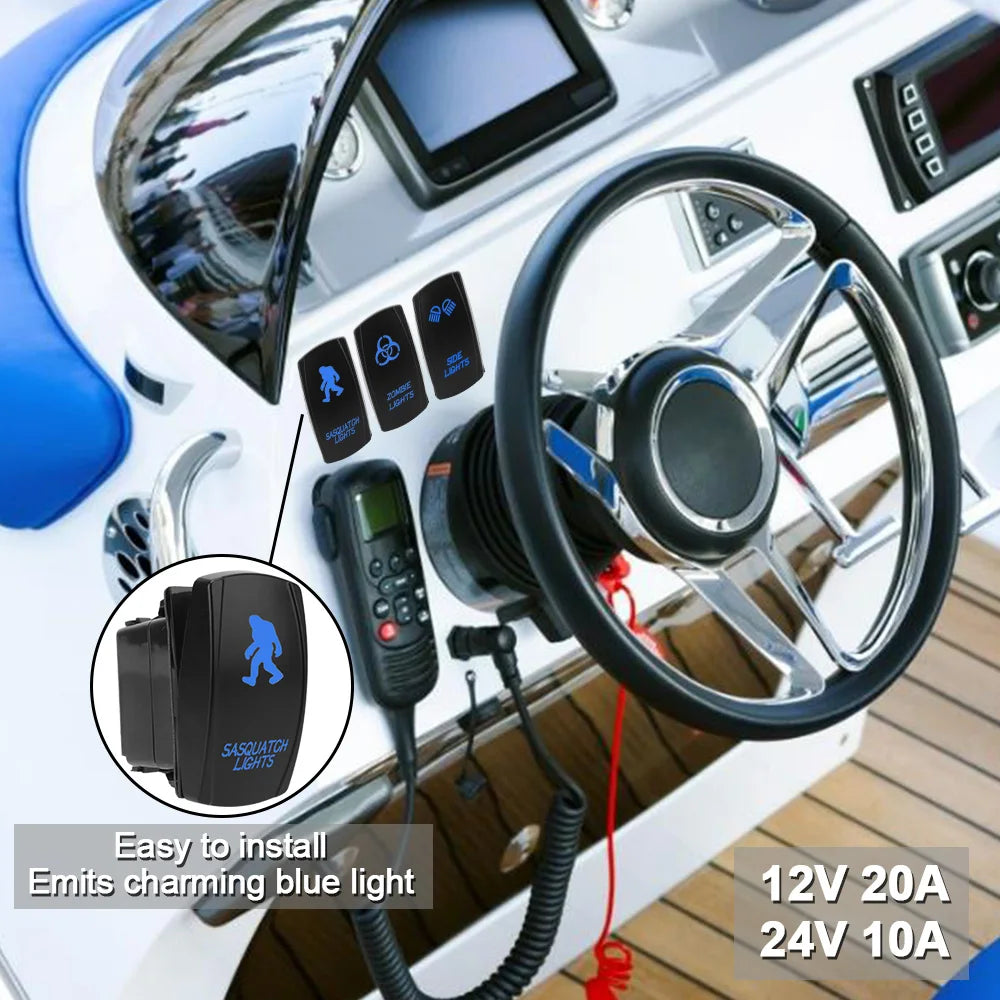 24V 12V Car Light Toggle Switch Blue LED Lamp Buttons Vehicles Accessories For Caravan Truck Tra - Automotive LED Light