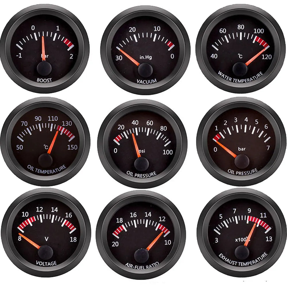 AD 52mm Boost Gauge Water Temp Oil Temp Pressure Turbo Pressure Gauges Voltmeter Air Fuel Ratio  - Automotive LED Light