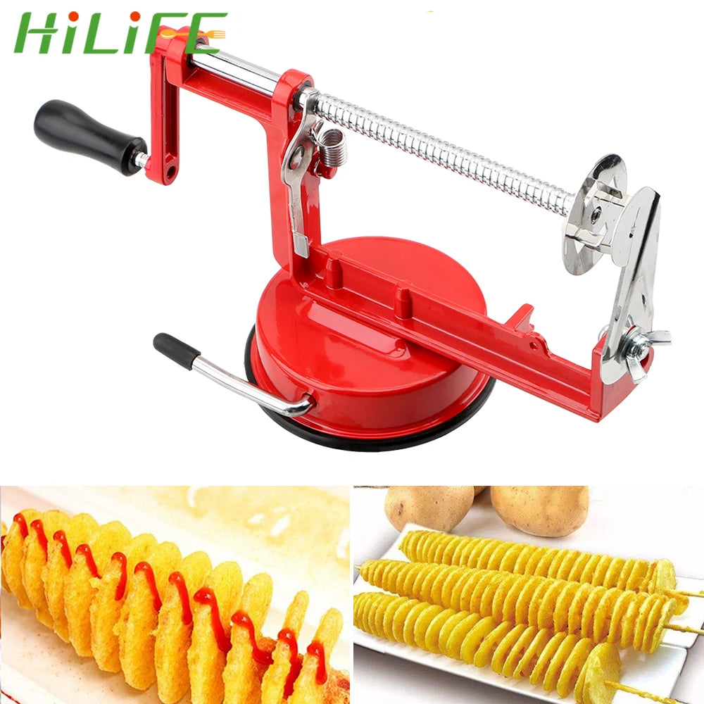 HILIFE Twisted Potato Apple Slicer Manual Stainless Steel Spiral French Fry Cutter Vegetable Spi - Automotive LED Light