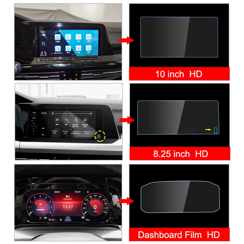For Volkswagen VW Golf 8 MK8 2020 2021 2022 2023 GTI R R-line Tempered Glass Car for Volkswagen MK8 - Automotive LED Lig