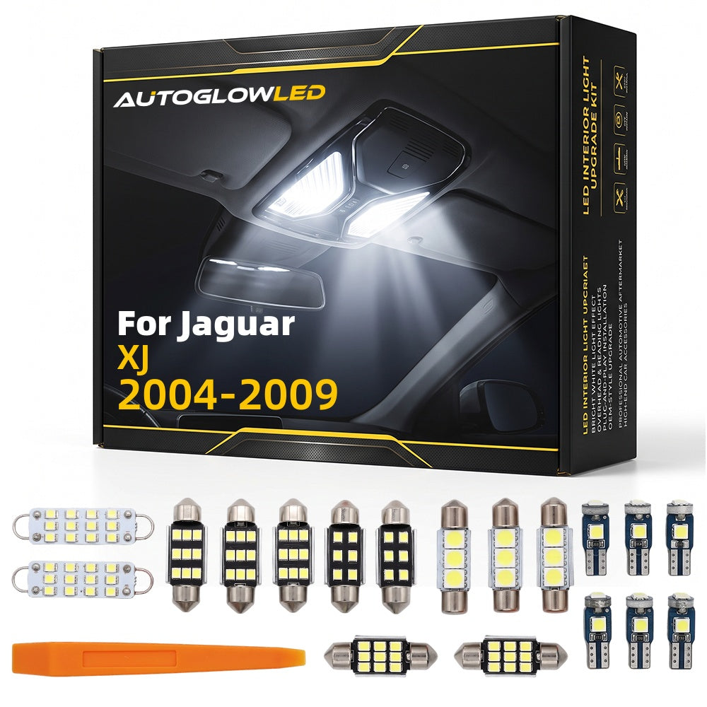 For Jaguar XJ 2004-2009 LED Interior Light Kit Canbus Error Free Dome Map Trunk Footwell Door 22PCS | AUTOGLOWLED