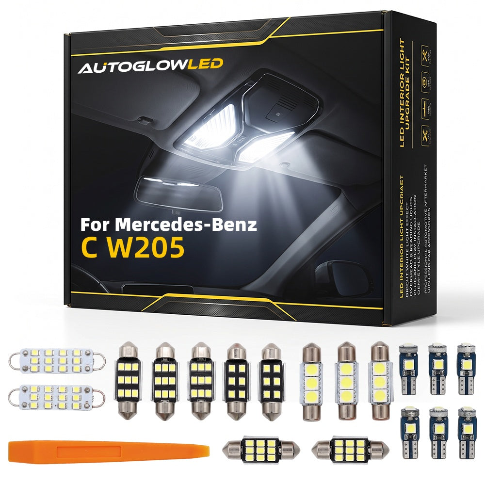 For Mercedes-Benz C W205 2014-2021 LED Interior Light Kit Canbus Error Free Dome Map Trunk Footwell Door | AUTOGLOWLED