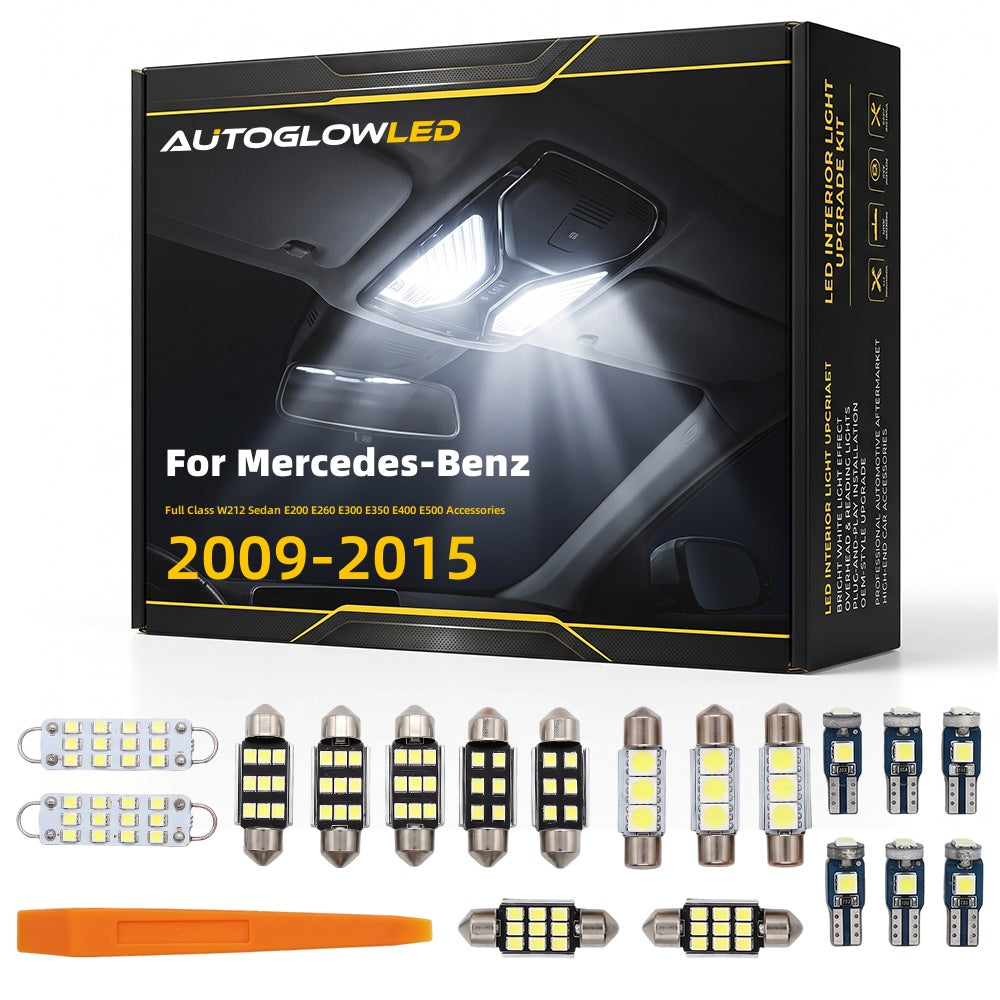 For Mercedes-Benz W212 E200 E260 E300 E350 E400 E500 Sedan 2009-2015 LED Interior Light Kit Dome Map Trunk Footwell Door Canbus Error Free | AUTOGLOWLED