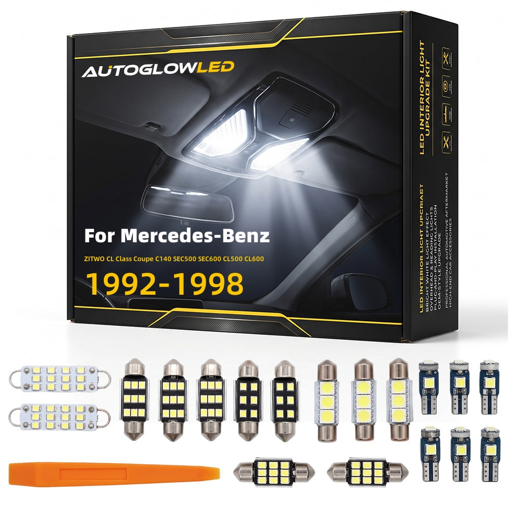 For Mercedes-Benz ZITWO CL Class Coupe C140 SEC500 SEC600 CL500 CL600 1992-1998 LED Interior Light Kit Canbus Error Free Dome Map Trunk Footwell Door | AUTOGLOWLED