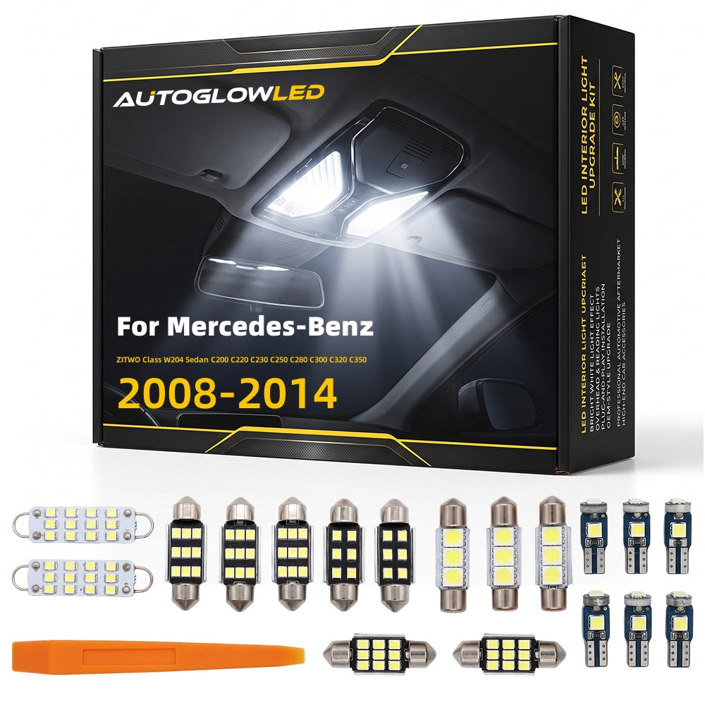 For Mercedes-Benz ZITWO Class W204 Sedan C200-C350 2008-2014 LED Interior Light Kit Dome Map Trunk Footwell Door Canbus Error Free | AUTOGLOWLED